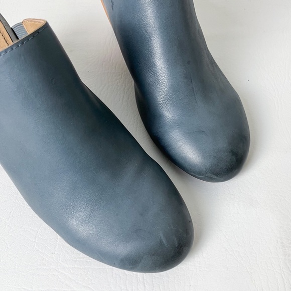 Latigo Distressed Denim Blue Genuine Leather Wood Heel Mules/Clogs - Picture 6 of 13